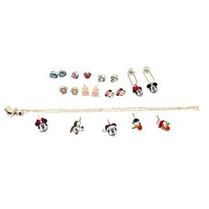 Disney Mickey Minnie Mouse Holiday Jewelry Set Necklace Charms Earrings Advent